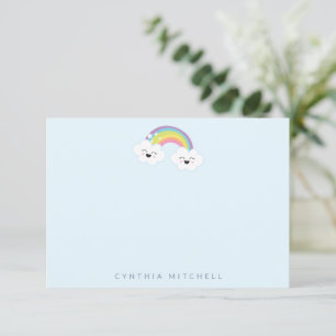Carte De Remerciements Papeterie Personnalisée Kawaii Arc-en-Ciel Bleu Cl
