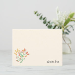 Carte De Remerciements Papeterie personnalisée simple Fleurs sauvages flo