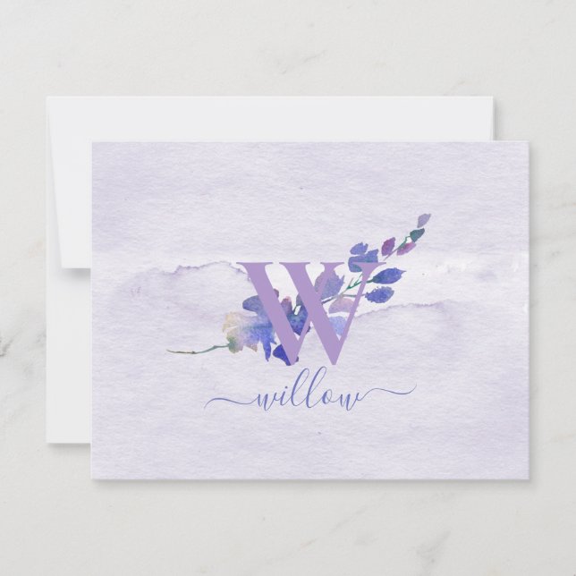Carte De Remerciements Papier à lettres personnalisé violet monogramme (Devant)