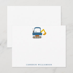 Carte De Remerciements Papier à lettres personnalisées Blue Digger Truck 