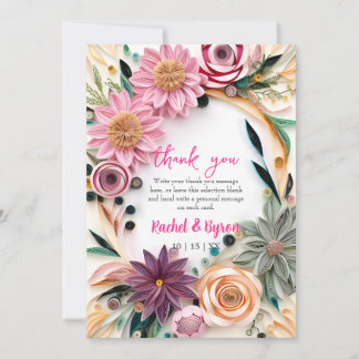 Carte De Remerciements Papier Abstrait Quilling Floral Mariage vert