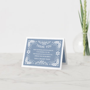 Carte De Remerciements Papier bleu foncé picado Baby shower de style mexi