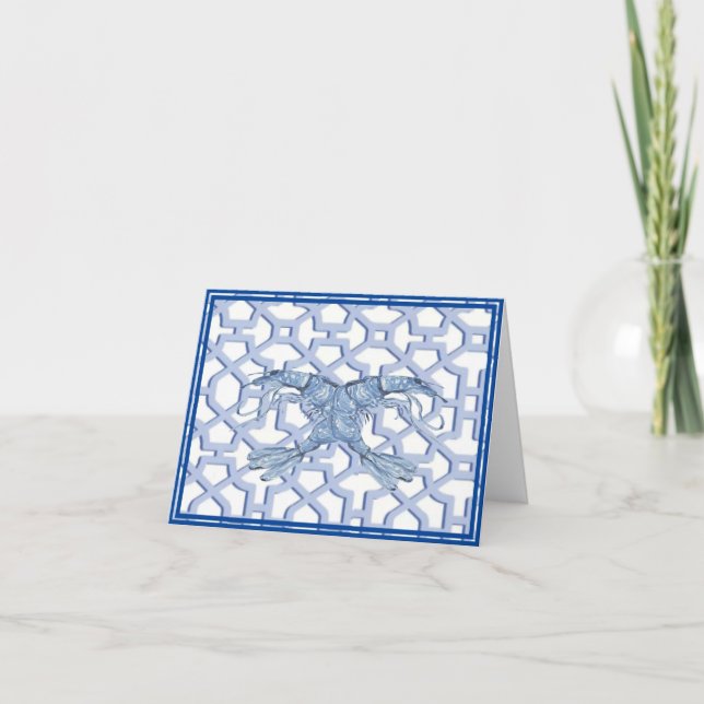 Carte De Remerciements Papier de crevette bleu Napkin (Devant)