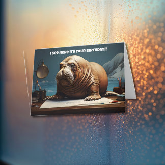 Carte De Remerciements Papier de lecture Walrus