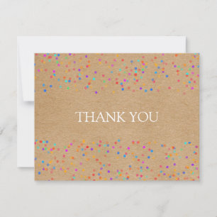 Carte De Remerciements Papier Kraft Rustique Confettis Arc-en-ciel Écritu