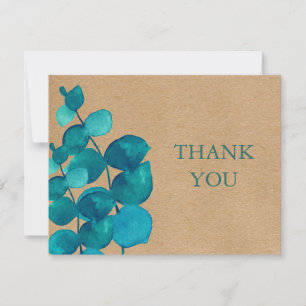 Carte De Remerciements Papier Kraft Rustique Eucalyptus Entreprise
