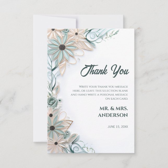 Carte De Remerciements Papier Mariage Pastel Pink Floral (Devant)