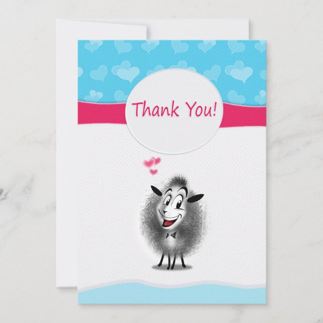 Carte De Remerciements Papier mouton mignon Art moderne (Devant)