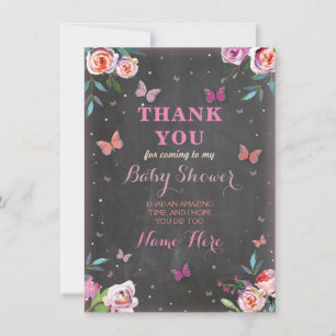 Carte de remerciements papillon baby shower