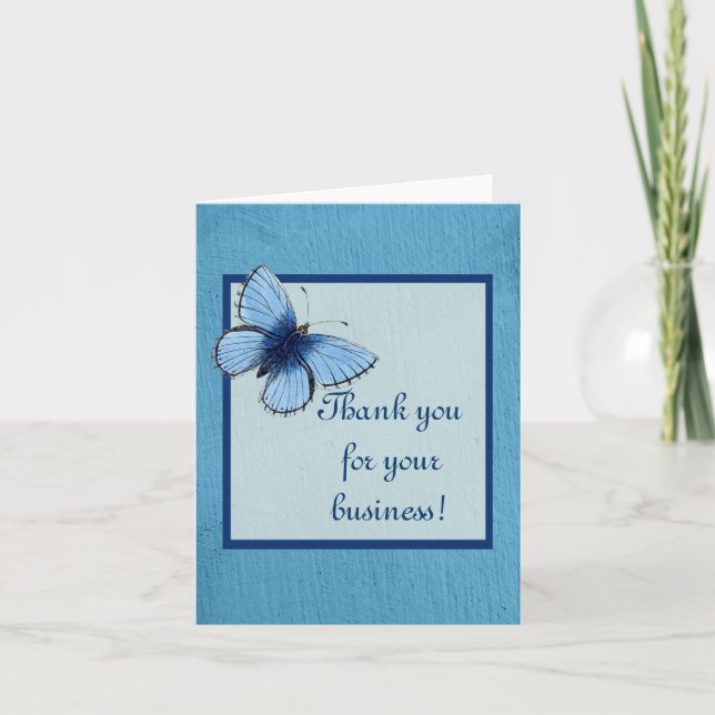 Carte De Remerciements Papillon bleu savon artisanal (Devant)