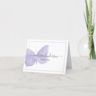 Carte De Remerciements Papillon d'aquarelle pourpre