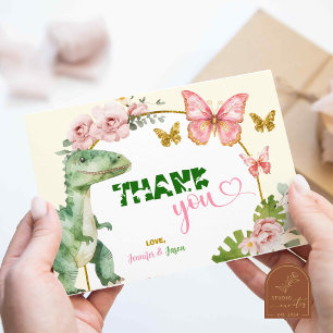 Carte De Remerciements Papillon et dinosaures frère