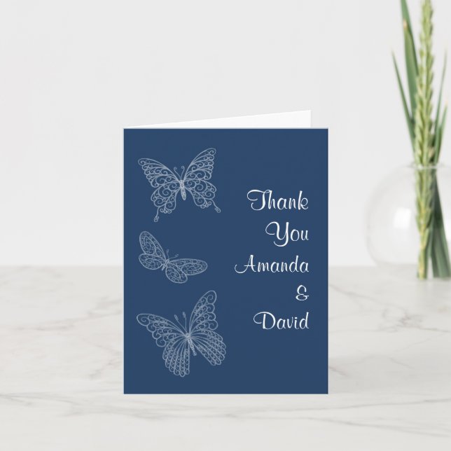 Carte de remerciements papillon Filigree (turquois (Devant)