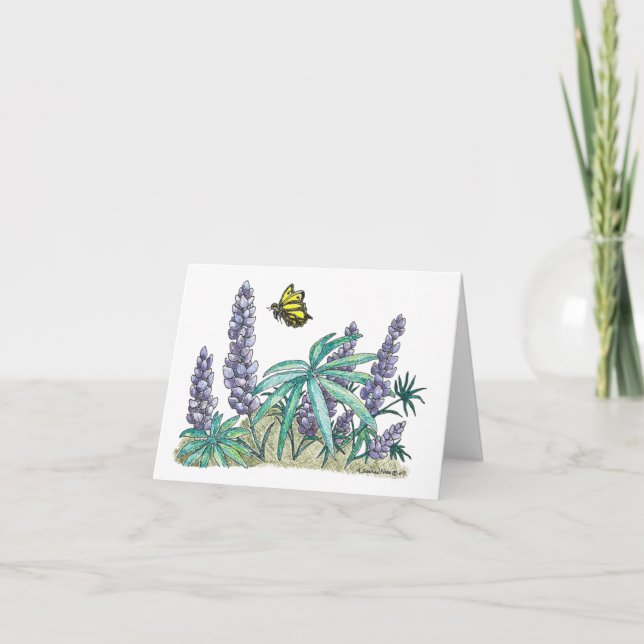 Carte De Remerciements Papillon manarque jaune Lupine d'Alaska (Devant)