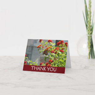 Carte De Remerciements Papillon Monarque sur un Buddleia Rouge