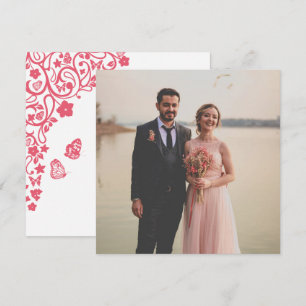 Carte De Remerciements Papillon rose corail Carré du jardin Photo