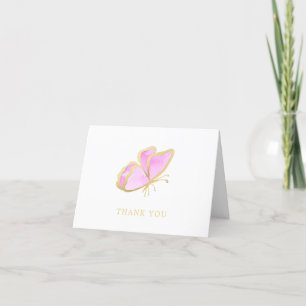 Carte De Remerciements Papillon rose et or élégant