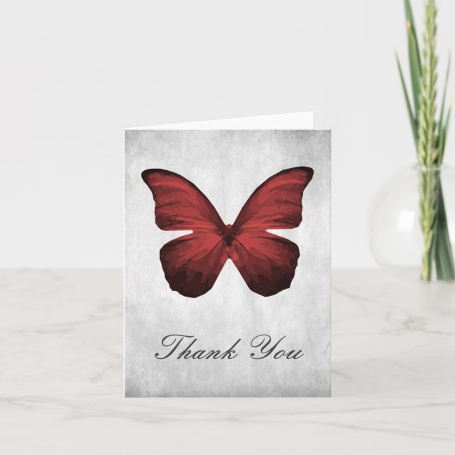Carte de remerciements papillon rouge (Devant)