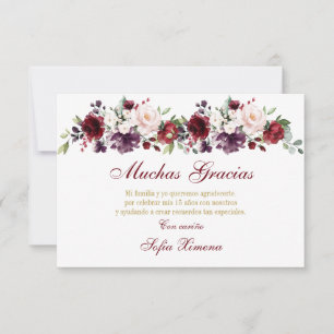 Carte De Remerciements Papillon rouge Quinceañera