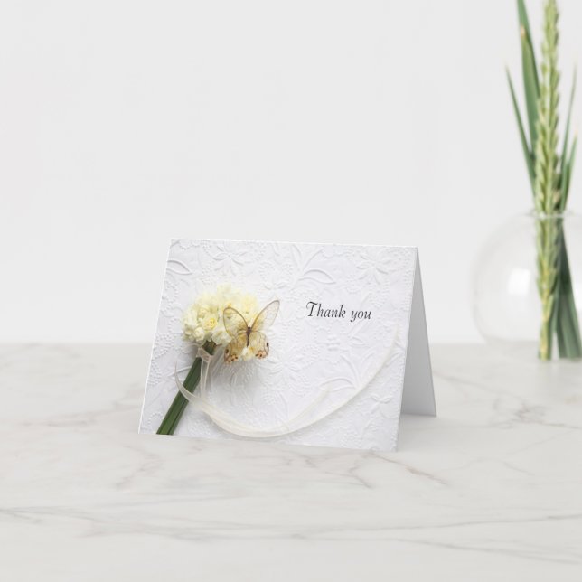 Carte De Remerciements Papillon sur bouquet de fleurs (Devant)