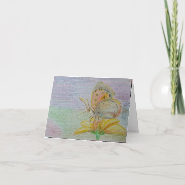 Carte De Remerciements Papillon sur la fleur jaune (Devant)