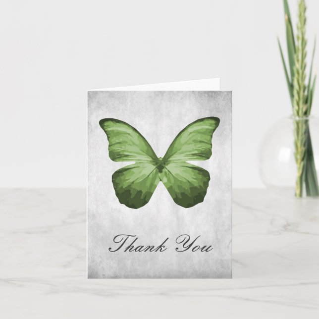 Carte de remerciements papillon vert (Devant)