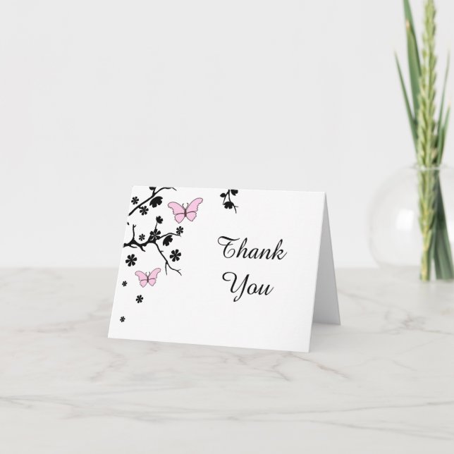 Carte De Remerciements Papillons de remerciement de mariage élégant (Devant)