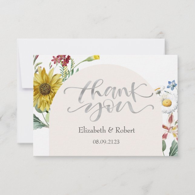 Carte De Remerciements Papillons de tournesol Fleur sauvage chic (Devant)
