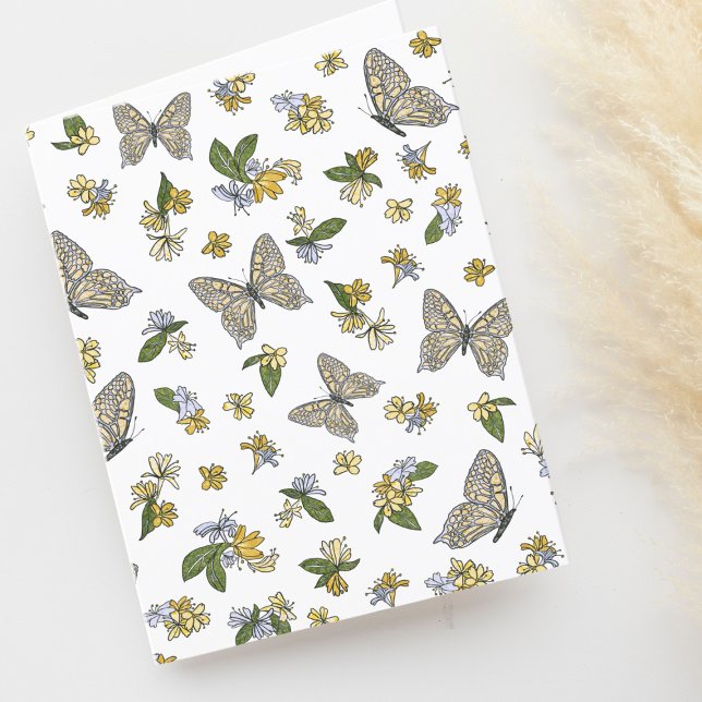 Carte De Remerciements Papillons et Motif de sucettes de miel blanc (Créateur téléchargé)