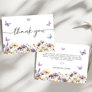Carte De Remerciements Papillons Modernes  Réception de Mariage Florale
