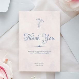Carte De Remerciements Parapluie de romance un jour de pluie, mariage aqu