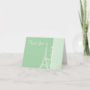 Carte De Remerciements Paris ; Celadon Chevron