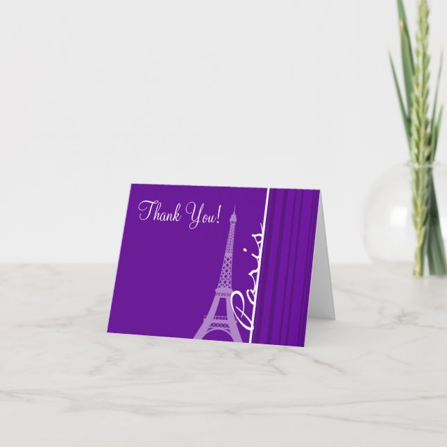 Carte De Remerciements Paris; Dark Violet Vertical Stripes (Devant)