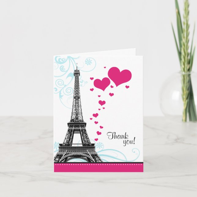 Carte de remerciements parisien d'amour de Tour (Devant)