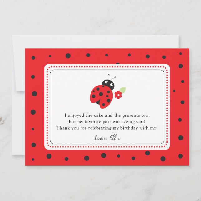 Carte De Remerciements Parti Anniversaire de enfant Cutest Little Ladybug (Devant)