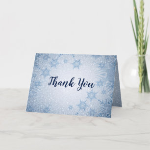 Carte De Remerciements Parties scintillant Blue Snowflakes mariage hiver 