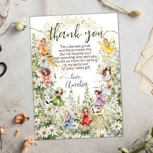 Carte De Remerciements Parties scintillant colorée de fées mignonnes
