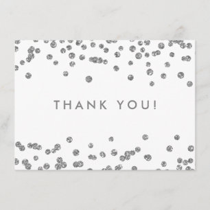 Carte De Remerciements Parties scintillant d'argent Mariage Confetti Whit