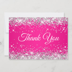Carte De Remerciements Parties scintillant d'argent rose chaud 40e annive