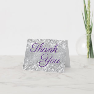 Carte De Remerciements Parties scintillant d'argent Royal violet