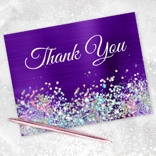 Carte De Remerciements Parties scintillant de l'Holo Foil Purple Indigo