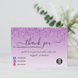 Carte De Remerciements Parties scintillant de séchage d'affaires violet d