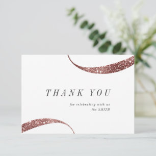 Carte De Remerciements Parties scintillant d'or rose minimaliste moderne