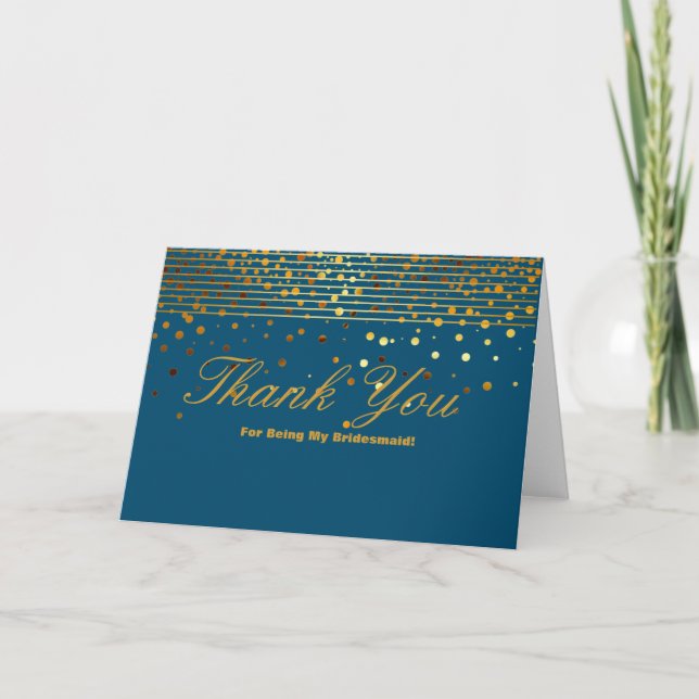 Carte De Remerciements Parties scintillant D'Or Stripes Pour Être Mon Épo (Devant)