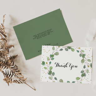 Carte De Remerciements Parties scintillant d'or Vert calligraphie Mariage