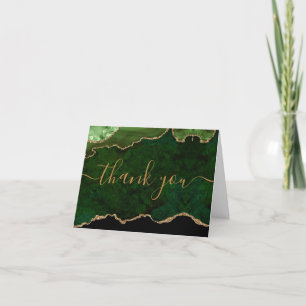 Carte De Remerciements Parties scintillant d'or vert chic Agate Monogramm