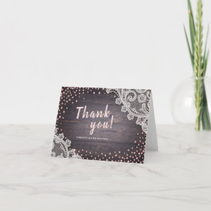Carte De Remerciements Parties scintillant en dentelle rousse mariage rus