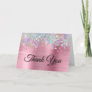 Carte De Remerciements Parties scintillant Fille Rose Foil Holo