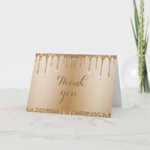 Carte De Remerciements Parties scintillant Gold Drives Champagne Beige