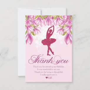 Carte De Remerciements Parties scintillant rose Ballerina Anniversaire
